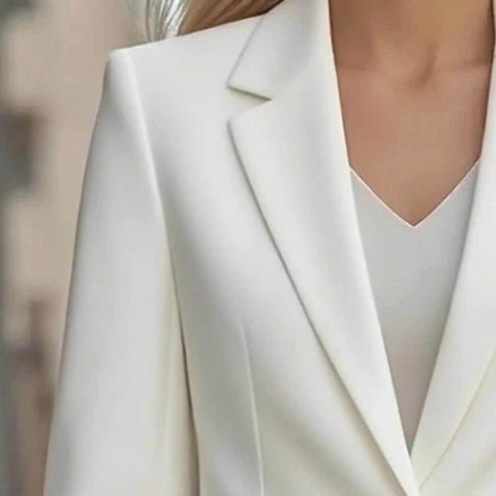 Stylish Ivory One Button Blazer - Picture 5 of 8